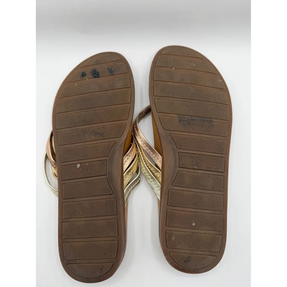 Vionic Palm Catalina Thong Sandals Womens 9M Metallic Gold Rose‎ Gold Flip Flop